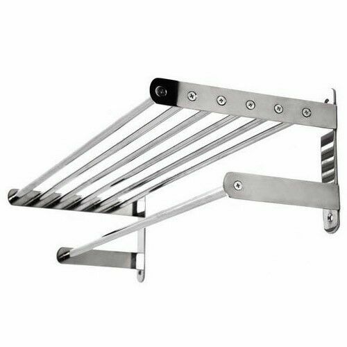 Hotel Style Stainless Steel Wall Mounted Chrome Double Towel Rail Rack / Shelf - Picture 2 of 6