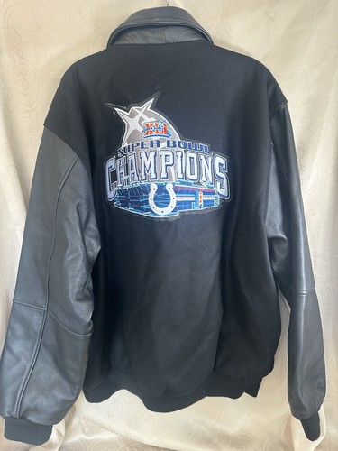 NFL Indianapolis Colts Men's Sz XL Super Bowl XLI Champions Wool Leather Jacket - Picture 6 of 21