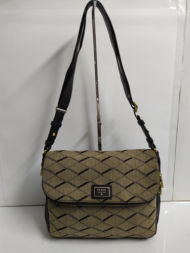 Fossil Preston Grey Canvas Crossbody 