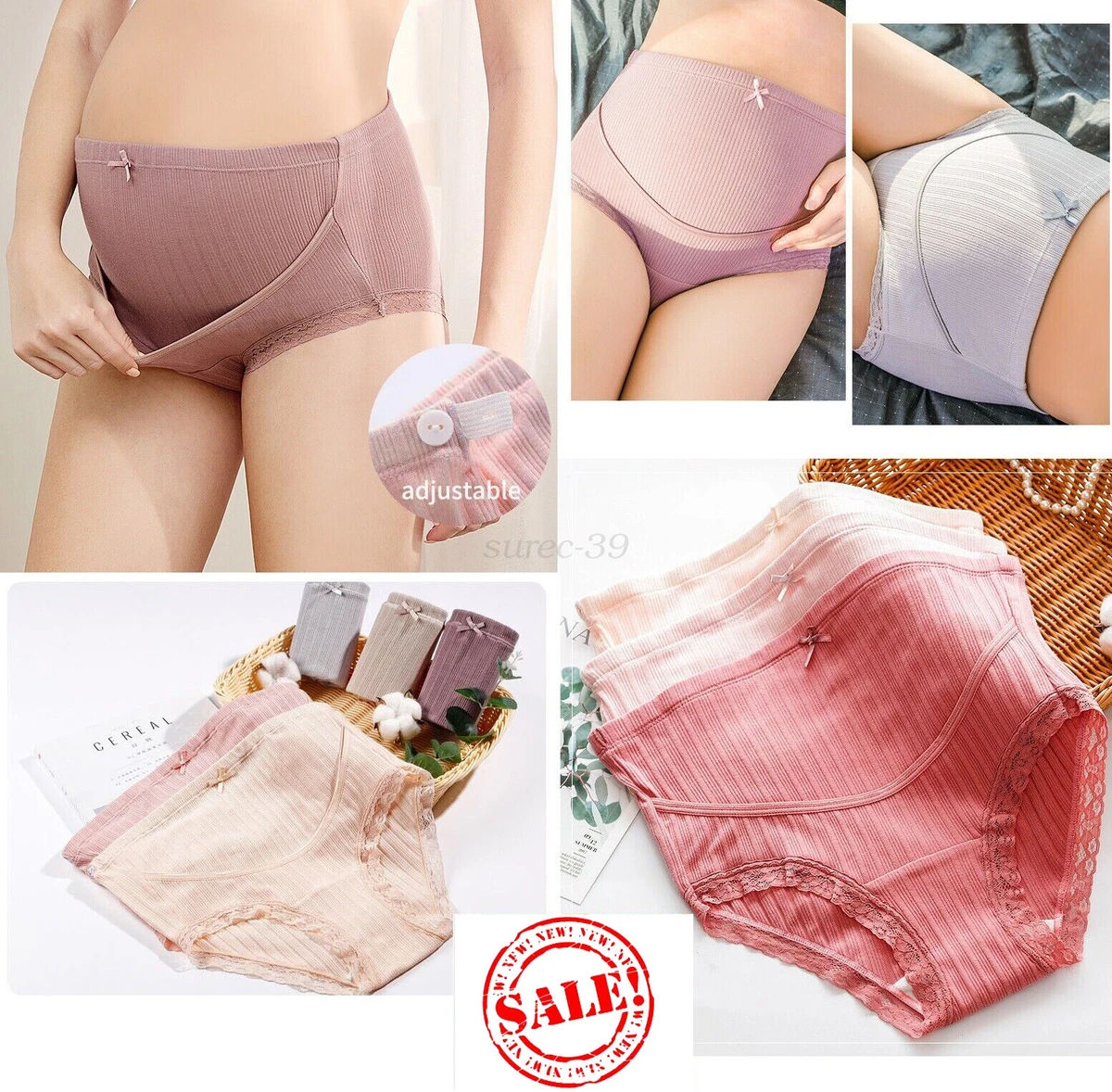 SALE - Maternity Knickers Adjustable High Cut Cotton Over Bump Underwear  Panties