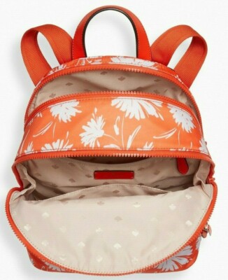NWB Kate Spade Karissa Nylon Backpack Orange Floral WKR00450 $279 Gift Bag Y