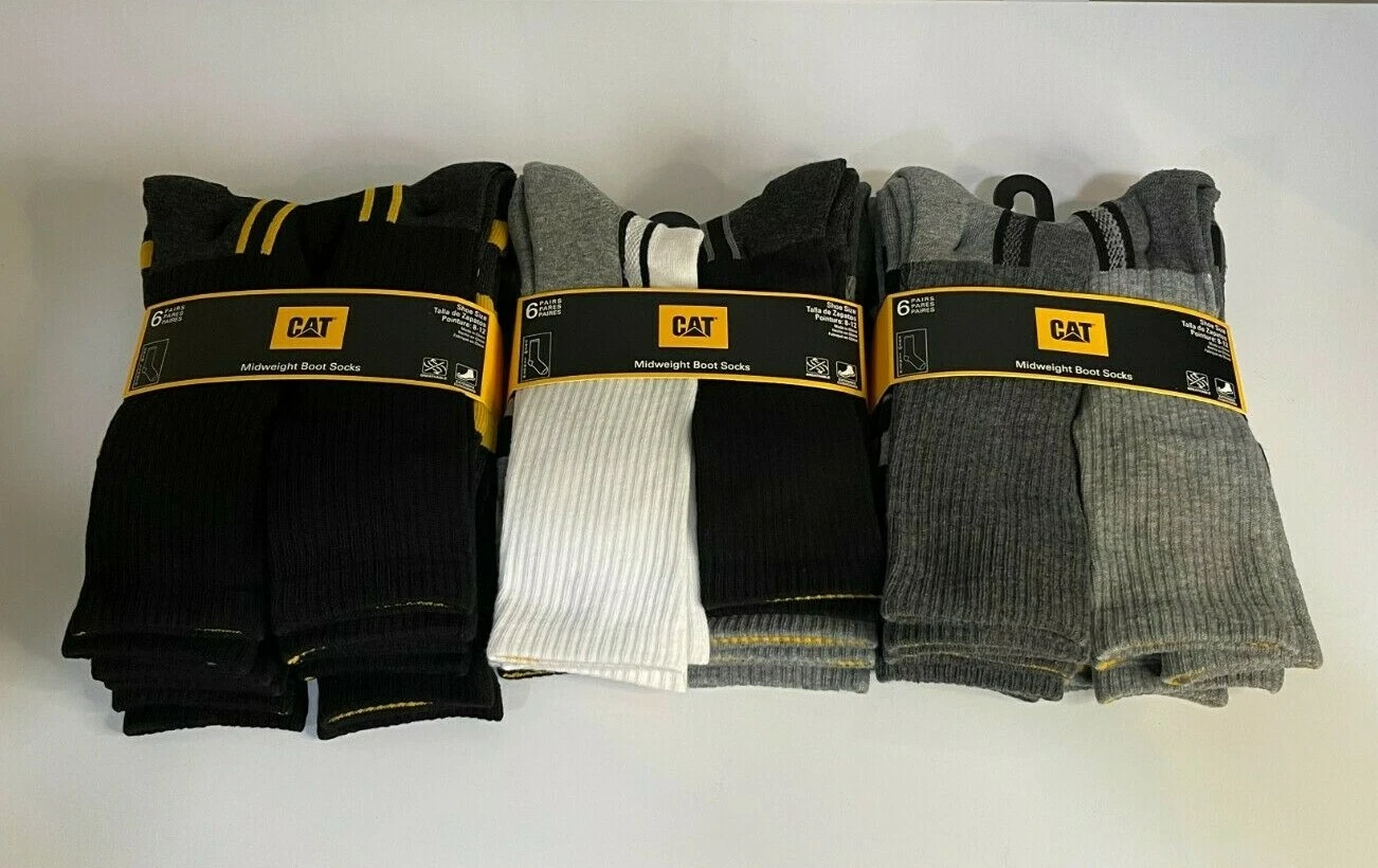 CAT Caterpillar Men's Midweight Boot Socks 6 pair