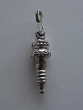 LARGE Spark Plug Necklace Pendant SILVER Auto Tool Motorcycle Biker 