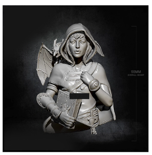 55mm Little Spell Caster Mage Magician Bust Resin Figure Model Kit Unassembled