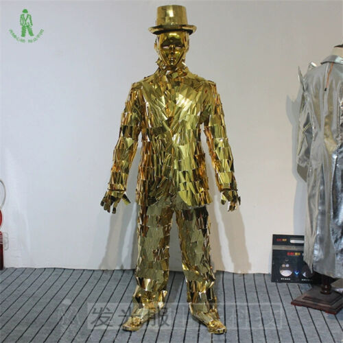 Mirror Clothing Suit Silver/Golden Stage Performance Popping Costume W/ Shoes - Picture 8 of 14