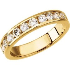 1.09 carat total 11 Round Diamond ring 14k Yellow Gold Wedding Band 0.10 ct each