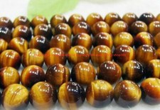 Natural 10mm Yellow Tiger's Eye Gemstone Round Loose Beads 15'' AAA 