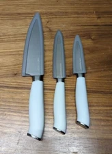 Cook's Essentials 3-Piece Japanese Steel Knife Set - Light Grey
