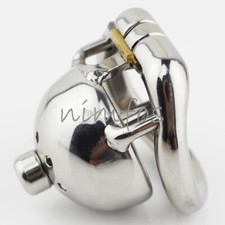 Stainless Steel Lock Male Chastity Device Cage with Metal Tube Lock Ring Belt