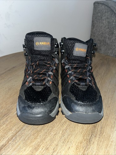 MAGELLAN Outdoor Bryce Boots Boys 4D 1 Black Grey Orange Excellent Cond Sz 13D - Picture 3 of 5