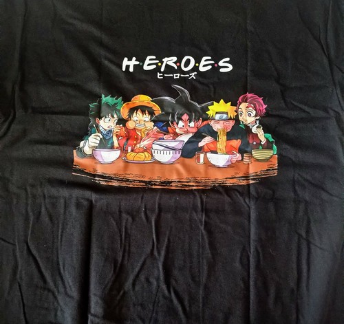 Heroes Dragon Ball Z One Piece Luffy Goku Naruto Deku T Shirt Large 100 Cotton