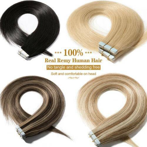 US AAA+ 100G Tape in Remy Human Hair Extensions Highlight REAL THICK 12-24" GG89 - Picture 6 of 32