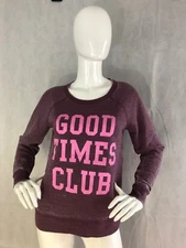 Junk Food Womens Graphic Logo Good Times Club Long Sleeve T Shirt Size XS