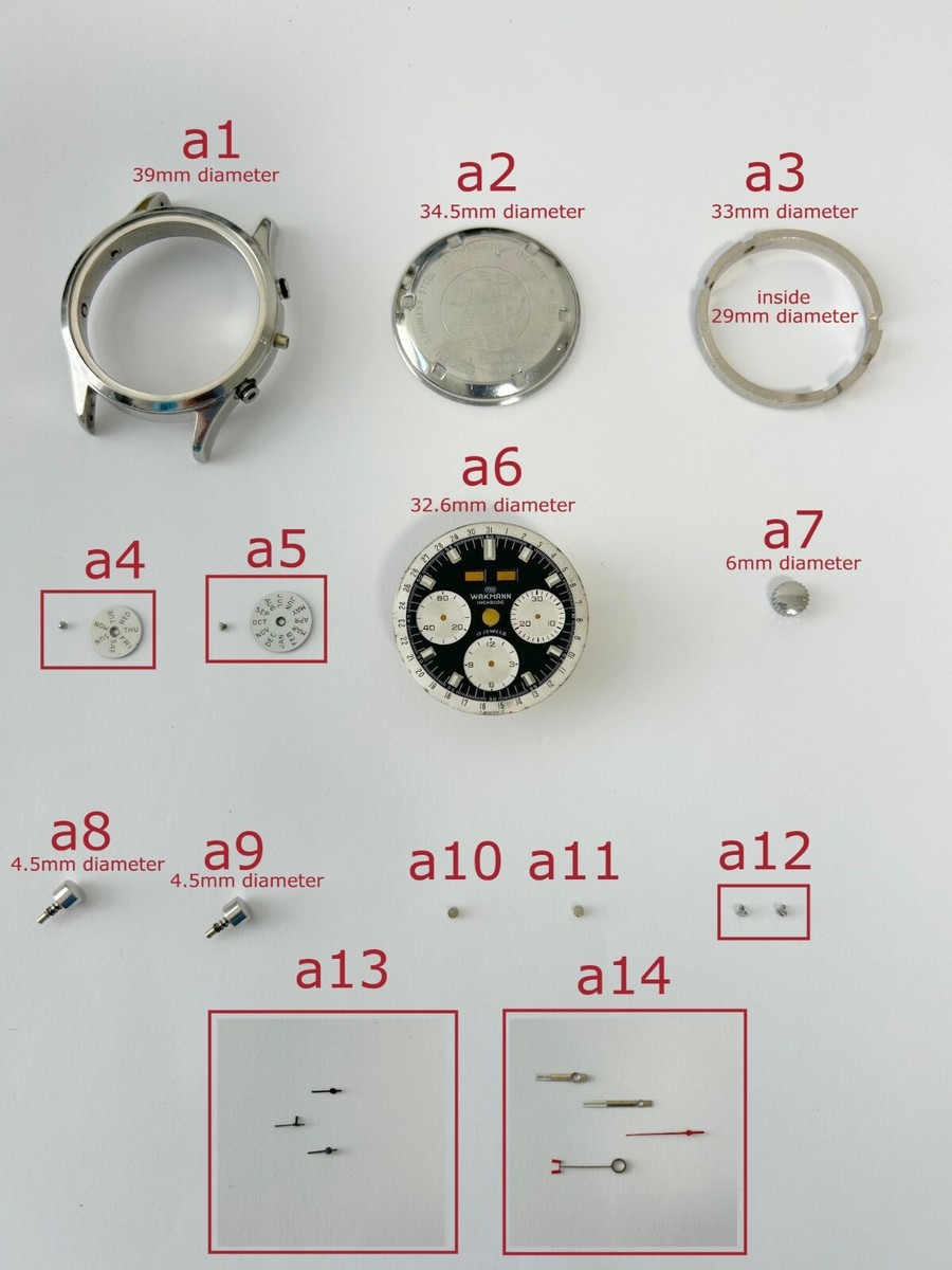 Wakmann Chronograph 71.1309.70 Part Case Pusher Dial Hand Sub