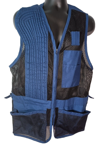 Shooting Vest Mens Size 44 Navy w/Black Mesh Made in USA Top of the Line Sports