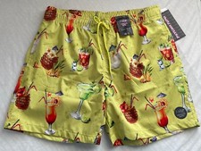 NWT Psycho Tuna Mens Tropical Cocktails Lemon Board Swim Shorts Trunks Sz M