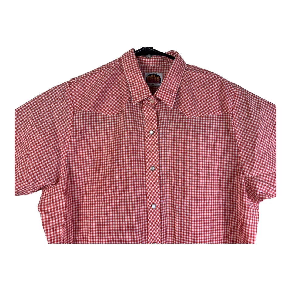 Camisa De Colección Años 80 Miller Western Wear Hombres Perla A Presión Vaquero Rodeo Ranchero Grande Foto 2 de 4