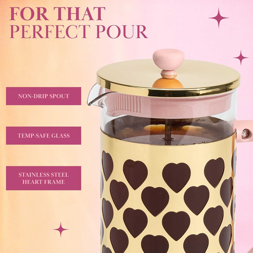 French Press Coffee Maker with Heart Shaped Measuring Scoop, 2-Piece Set, 8-Cup - Picture 5 of 12