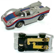 Rare 1970s Foreign HO Silver/Red/Blue PORSCHE 917 Slot Car