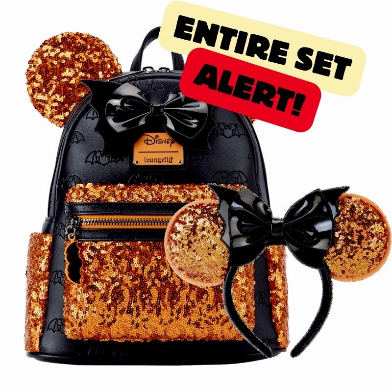 ☆Disney2023限定Loungefly Halloween Black SequinミニBackpack Minnie Mouse Exclusive Halloween Sequin Collection