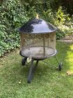 Portable Wheeled Patio Fire Pit Round Wood Burning