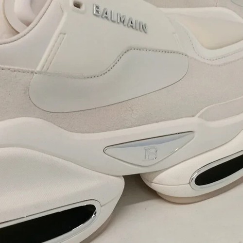 Balmain Men's White Leather & Suede B-Bold Low-Top Sneakers - EU44/US11 - Picture 8 of 16