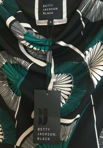 Betty Jackson Black Emerald Green Shift Dress BNWT Size 8 New With Tags - Picture 6 of 8