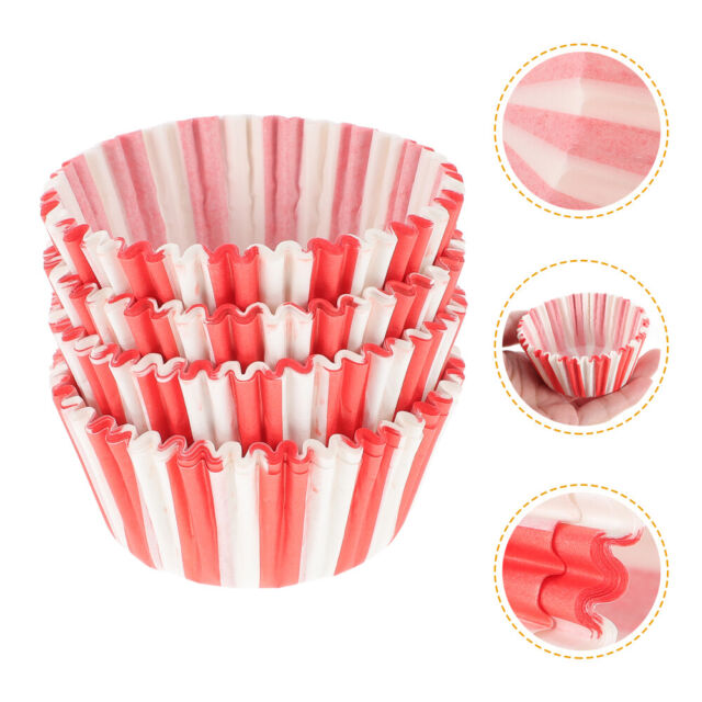 100pcs Red and White Stripes Paper Muffin Cups Baking Paper Cup Cupcake Paper