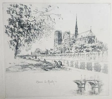 Henri Le Riche Etching Print On Arches Paper Autographed By The Artist In Pencil