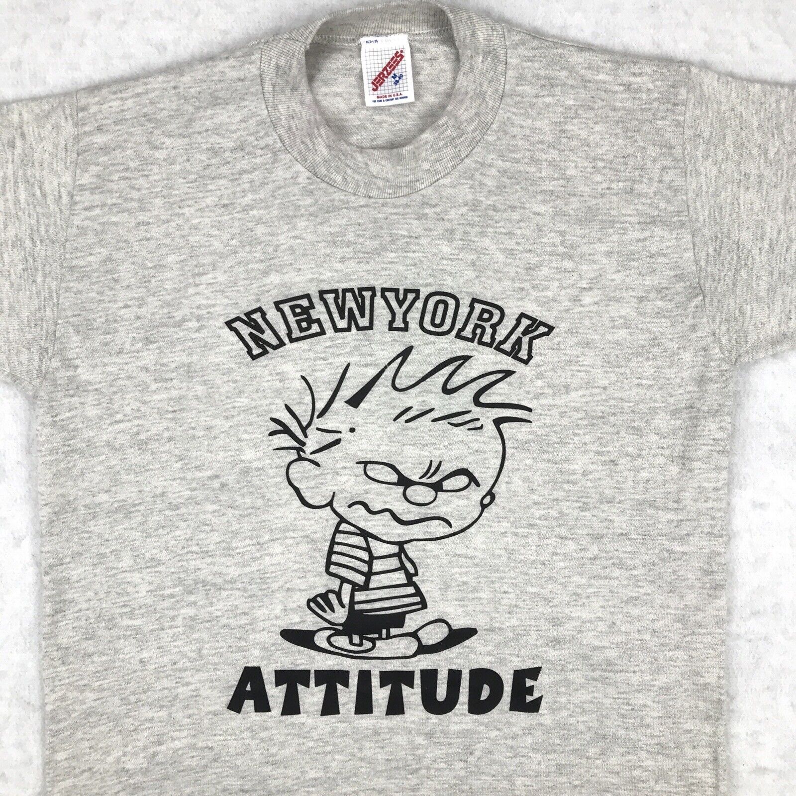 vintage 80s NEW YORK ATTITUDE BOOTLEG CALVIN & HOBBES T-Shirt