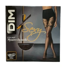 342X01 DIM DD04J0 Lace Mystery Control Top Pantyhose 1/2 Black