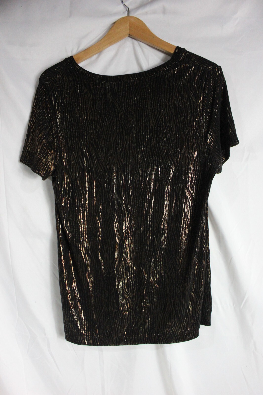 White Stag Short Sleeve Top Black And Bronze Print Womens L (12-14)