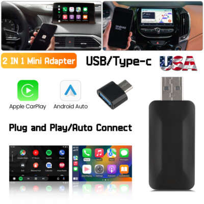 2 in 1 Android Auto Wireless Adapter & Wireless CarPlay Adapter Plug & Play Car
