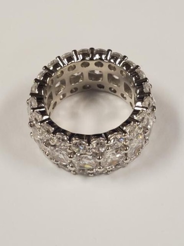 ITALO Micro Pave Eternity Created White Sapphire Wedding Band 925 - Picture 5 of 8