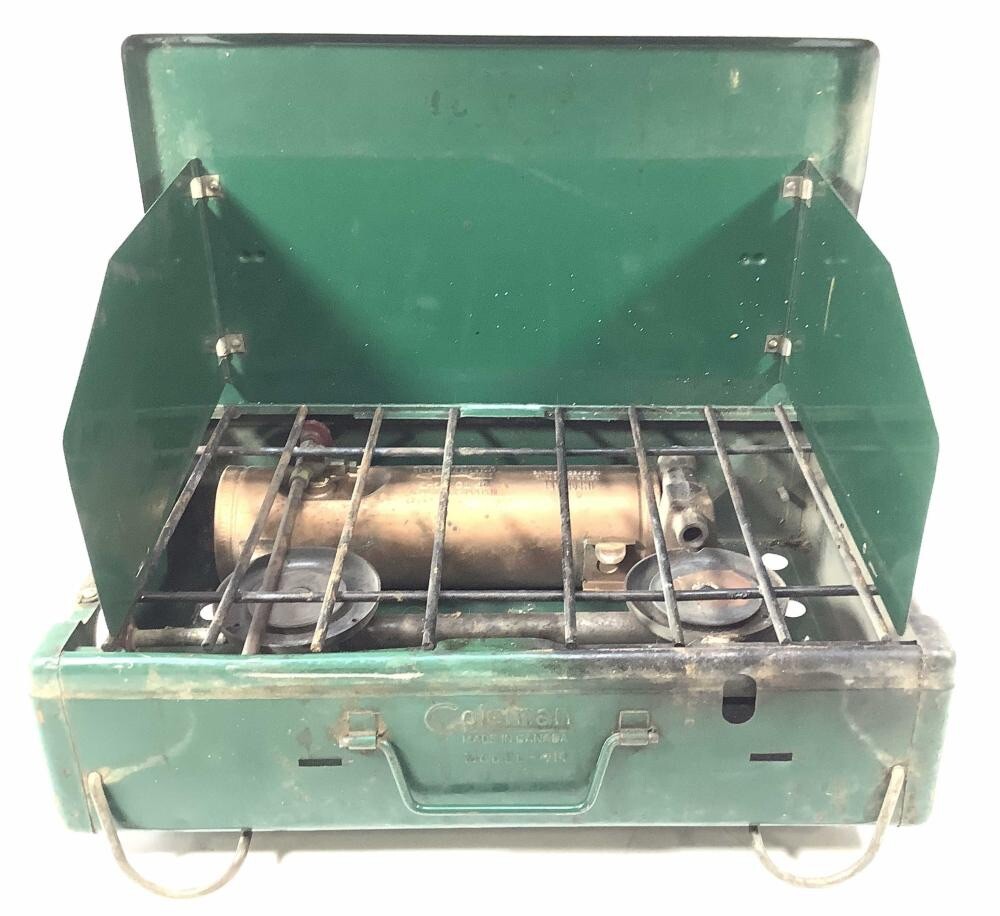 Vintage Coleman Burner Camping Stove Model 4M With Gold Tank 1/1