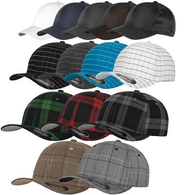 FLEXFIT Caps Pinstipe, Glen + Square Check, Tartan Plaid 15 Farben 2 Größen