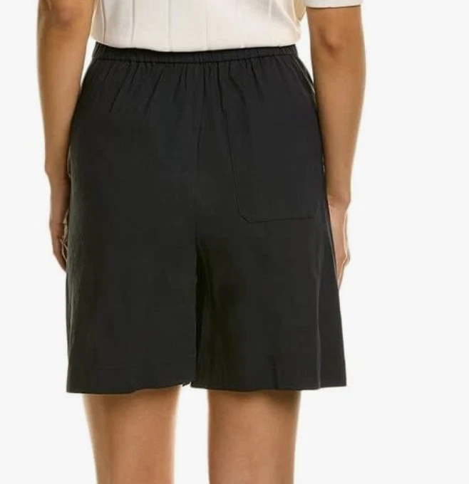 Pantalones cortos Theory para mujer azul marino costero plisado lino ecológico talla grande L precio de venta sugerido por el fabricante 225 USD Foto 3 de 3