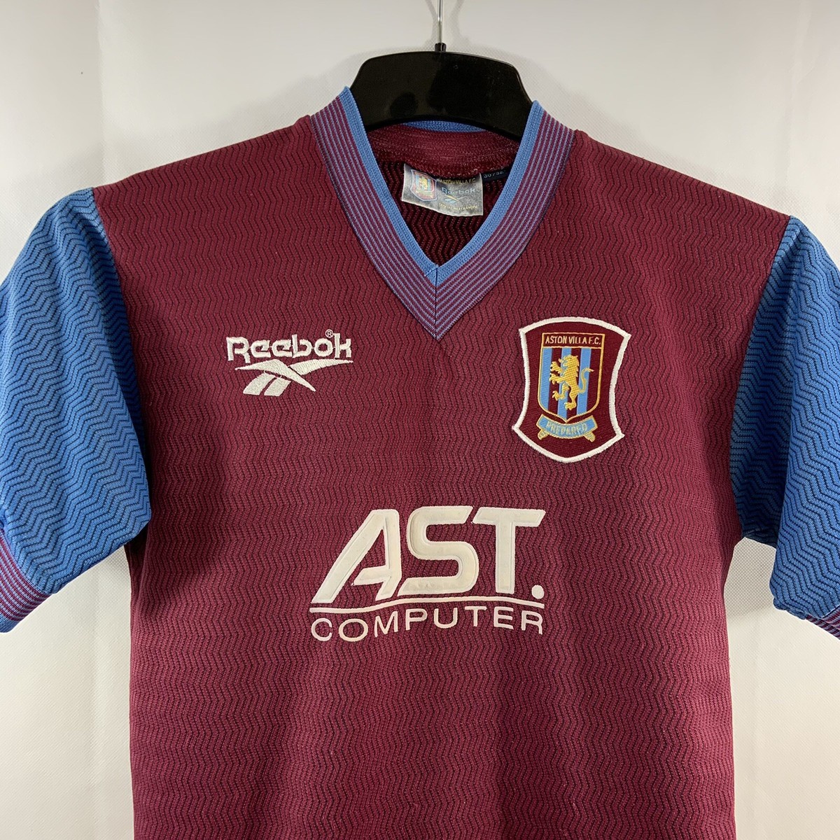 Reebok Aston Villa シャツ Aston Villa Home Football Shirt 1997/98 Youths Reebok B457