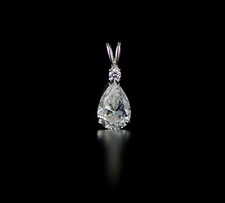 14k White Gold Pear CZ Birthstone Pendant