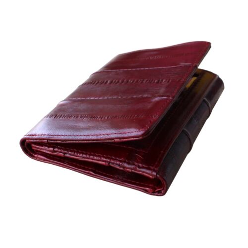 Genuine Eel Skin Leather Trifold Wallet Credit Card Wallet Men's Purse - Picture 35 of 41