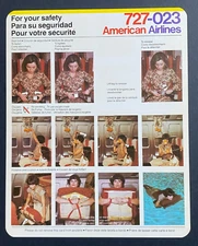 American Airlines Boeing 727-023 Safety Card - 114C