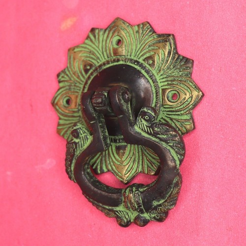 Handcrafted Brass Floral Design Round Shape Door Bell Antique Style Door Knocker - Picture 9 of 15