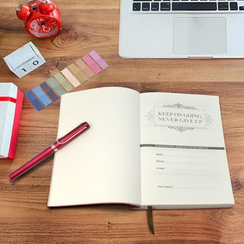 A5 Softcover Leather Lined Journal Notebook with Pen - 256 Pages of 100G Red - Imagen 7 de 7