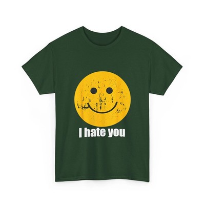 I Hate You Shirt, Yellow Happy Smile Face I Hate You Vintage T-Shirt