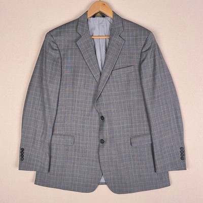 NEW Brooks Brothers Explorer Sport Coat Suit Jacket 44L Gray Glen Plaid Wool 2B