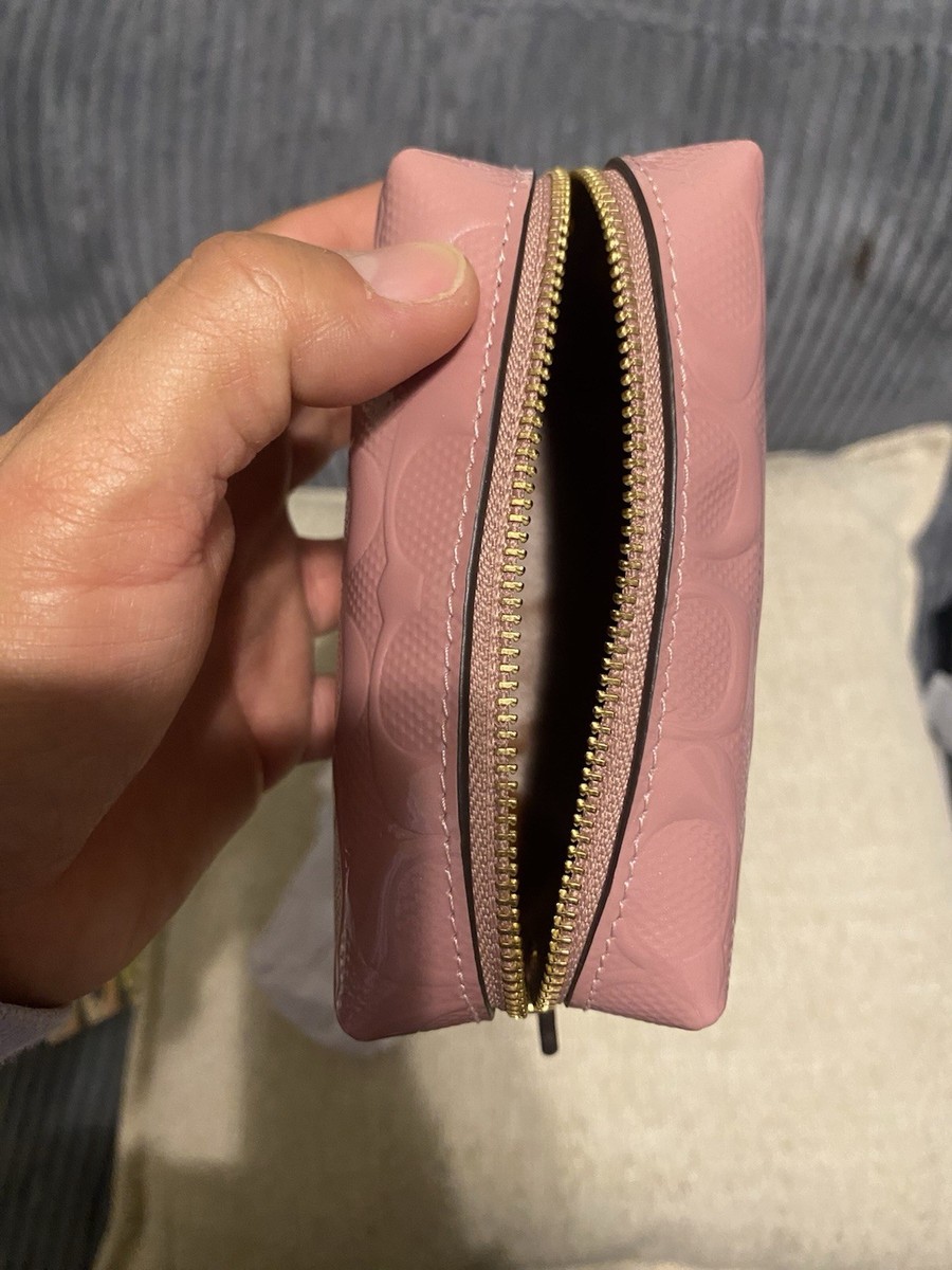 Coach Essential Mini Patent Signature Cosmetic Pouch Dusty Pink | eBay