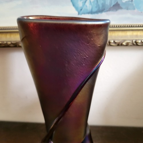 Zellique Studio Joseph Morel Hand Blown Iridescent Art Glass Vase 8" - Picture 2 of 12