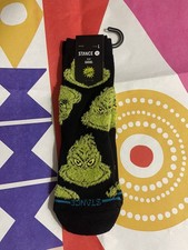 NWT The GrinchXStance Fuzzy Crew Socks Grinch Max Kids SZ LG