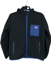 Reebok Youth Full-Zip Fleece Jacket Black Blue Hooded Jacket Size 1012