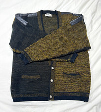 CHIA XL Black/Brown Knit V-Neck Button Cardig...